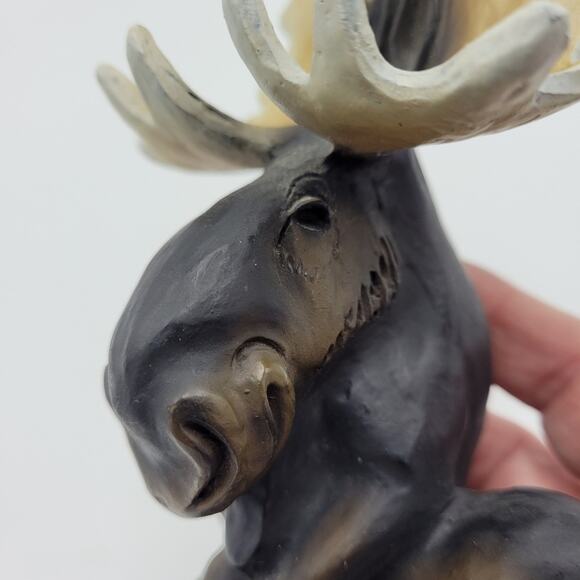 Whimsical Sitting Moose Signed Resin 6" - Picture 4 of 14